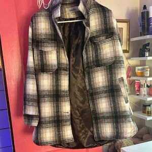 Sebby Checkered Outerwear in Black and White